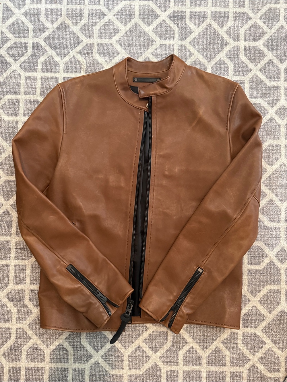 Coach Brown Leather Racer Jacket